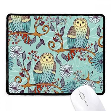 Imagem de Mousepad Blue Flower Owl Protect Animal Pet Lover Tapete de borracha para jogos