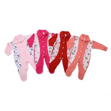 Imagem de Kit c/ 4 Macacão de Malha com Estampa Menina Roupa Infantil - Rizzicom