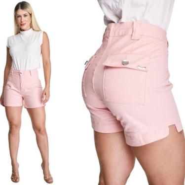 Imagem de Shorts Sarja HNO Jeans Curto com Elastano Rosa, 44