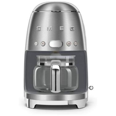 Imagem de Cafeteira Programável 1950 estilo retrô, até 10 xícaras em aço inoxidável, SMEG DCF02SSUS, Cinza