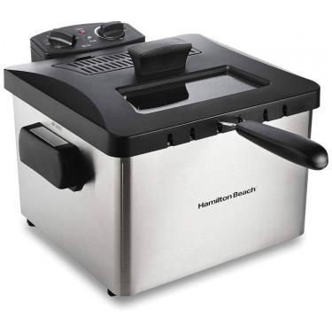 Imagem de Fritadeira Elétrica 4,5L Profissional, Aço Inoxidável, 1800W, 110v, HAMILTON BEACH 35035, Prateado