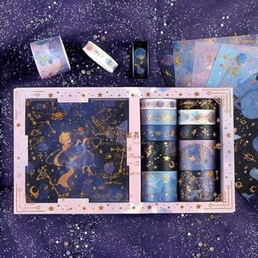 Imagem de Mayatra's Conjunto de fita Washi de folha dourada The Little Prince com 10 rolos – universo roxo cósmico e estrelas para scrapbooking e embrulho de presente (multicolorido)