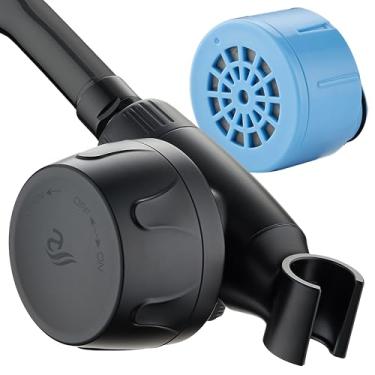 Imagem de Skin & Hair by AquaCare - Filtro de chuveiro mais avançado do mundo para chuveiros de mão com modos de filtragem ON/OFF, recarga instantânea de cartucho, suporte integrado e cartucho KDF enriquecido