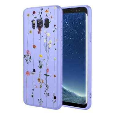 Imagem de KOARWVC Capa de telefone para Galaxy S8, capa para Samsung S8 SM-G950U, design bonito com estampa de flor, fina, protetora, macia, amortecedora, TPU para Samsung Galaxy S8 Purple Garden