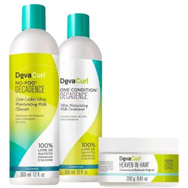 Imagem de Kit Shampoo e Condicionador Deva Curl Decadence One 355ml + Másc. Heaven In Hair 250g