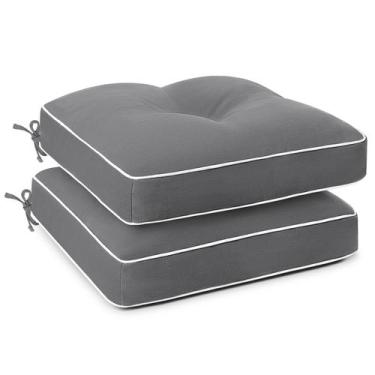 Imagem de Almofadas para cadeiras de pátio Favoyard, resistentes à água, cinza, 