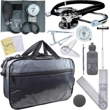 Imagem de Kit Bolsa Fisioterapia Acadêmico Goniômetro Martelo Buck Fita Antropom