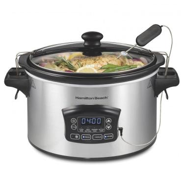 Imagem de Panela Elétrica de Cozimento Lento Programável Digital Portátil Hamilton Beach 5,68 litros Set Forget com Trava de Tampa