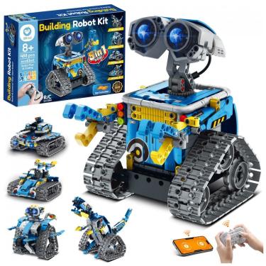 Imagem de Kit robô 5 em 1 Sillbird azul com 488 peças, controle remoto e app, robótica STEM para crianças a partir de 6 anos