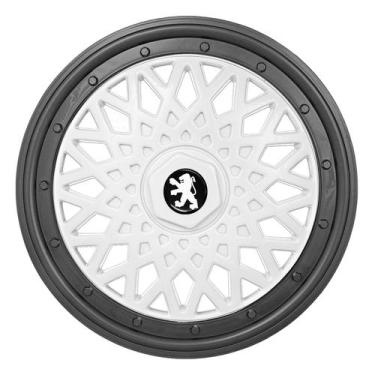 Imagem de Calota aro 15 bbs branco grafite 602ar bcg e aro de pressão + emblema 