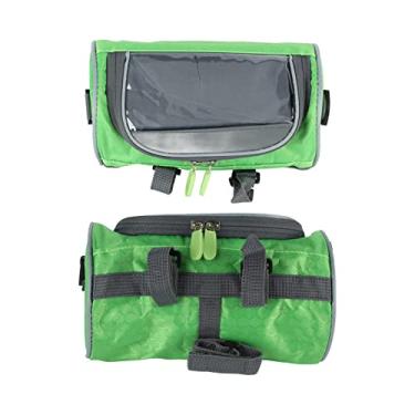 Imagem de Restokki Bolsa impermeável para bicicleta, bolsa para moldura de bicicleta, bolsa frontal para celular com alça de ombro removível (verde)
