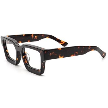 Imagem de Óculos de Sol Quadrado de Acetato de Cristal Grosso Óculos de Condução Feminino Óculos UV400,A02 Leopard Clear,A