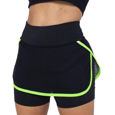 Imagem de Shorts Saia Para Ginastica Academia Tenis Praia Cintura Alta Suplex Fitness Donna Martins