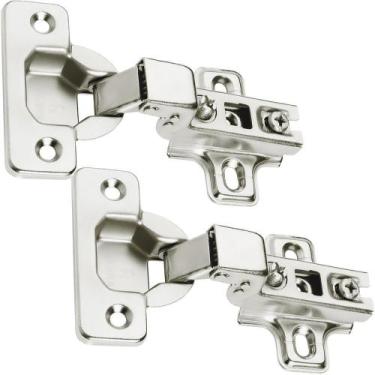 Imagem de Dobradiça Caneco Pressão Curva Porta De Móveis 35Mm 2Pçs - Fácil Negóc
