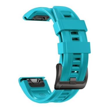 Imagem de YOCAHU Pulseira de substituição QuickFit de 22 mm para Garmin Fenix 7 Pro Solar/Approach S70 47 mm/Forerunner 965 pulseira de silicone macia à prova d'água para Garmin (azul celeste), pequena