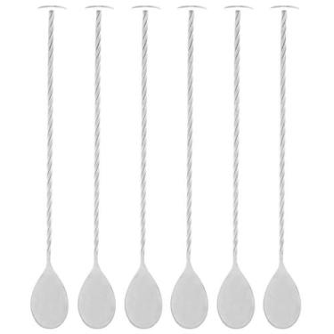 Imagem de Kit 6 Colheres Bailarinas Inox 26cm Tress Lyor Prata Bartender Bebidas