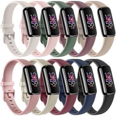 Imagem de Pacote com 10 pulseiras para Fitbit Luxe e homens, pulseira de silicone macio ajustável para monitor de fitness e bem-estar Fitbit Luxe (pacote com 10 B, grande)