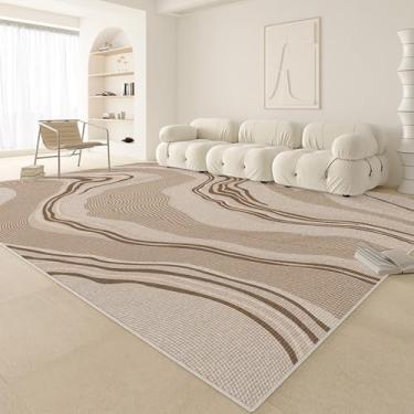 Imagem de Tapete listrado bege criativo linhas artísticas tapetes creme decorativo extra grande sala de estar tapetes confortáveis quarto tapete, YHT056, E, 300x400CM
