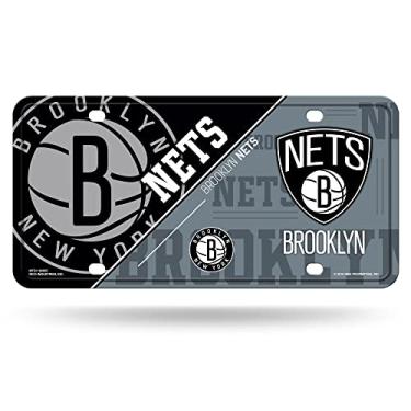 Imagem de Rico Industries Etiqueta automotiva NBA Brooklyn Nets Split Metal 21,6 cm x 28 cm - Ótimo para caminhão/carro/SUV