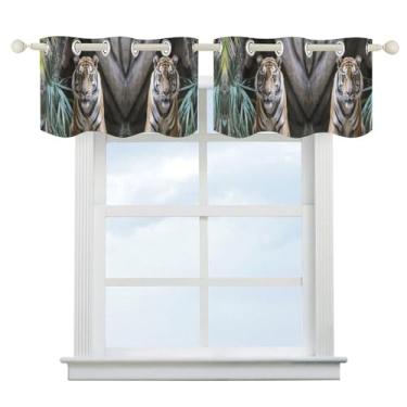 Imagem de Cortina blackout Tiger in The Zoo Cortinas de janela curta escurecimento de quarto com isolamento térmico para cozinha, sala de jantar, quarto, 2 painéis 132 x 46 cm
