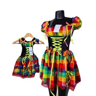 Imagem de Vestido caipira colorido Mãe e filha luxo - Princesa Urbana