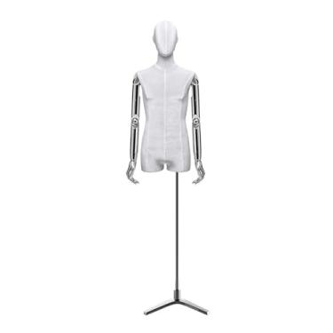 Imagem de Mannequin Manequins de varejo masculinos podem ser ajustados de 62,2 a 78,74 polegadas, equipados com uma base triangular de metal(White)