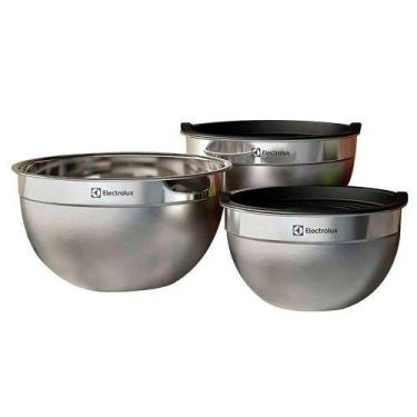 Imagem de Conjunto de Bowls Inox Com Tampa Plástica Electrolux 3 Peças, Inox