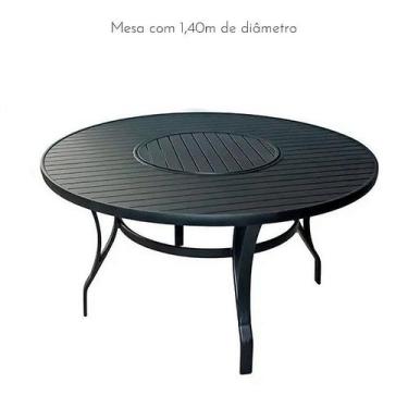 Imagem de Mesa Ripada 1,40m com Giro Interno em Alumínio - Sarah Móveis