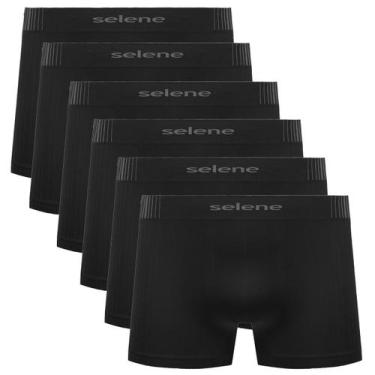 Imagem de Kit 6 Cueca Infantil Selene Sem Costura e Leve Respirável, Preto e mar