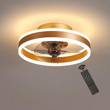 Imagem de Ventilador de teto com iluminação, moderno plafon LED regulável com ventilador e controle remoto, luminária com ventilador com lustre temporizador para sala de estar, quarto, sala de jantar