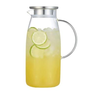 Imagem de Jarra de vidro de 1,7 l com tampa, jarro de água quente/fria, jarra de suco e chá gelado