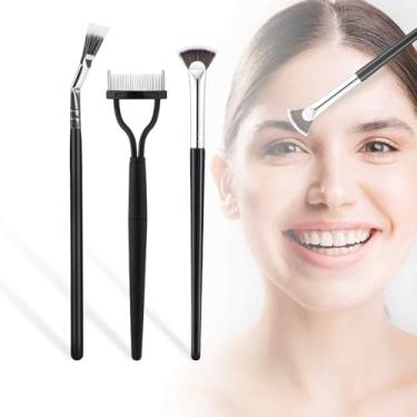 Imagem de Escova de rímel para cílios com ângulo dobrável para leque de cílios kit de pincel de sobrancelha aplicador de rímel para maquiagem separador de cílios para varinha de cílios natural levantada