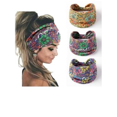 Imagem de Bandanas femininas modernas largas para ioga, treino, diário, acessórios de cabelo, pacote com 3, margarida