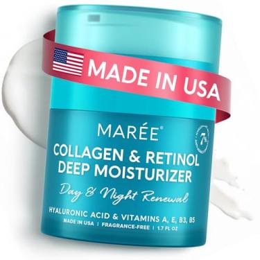 Imagem de MAREE Night Cream - Collagen Anti Wrinkle Moisturizer for Skin with Hydrating & Face Lift Effect - Day & Night Time Facial Cream with Hyaluronic Acid & Retinol - Anti Aging Cream for Face - 1.7oz