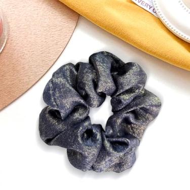 Imagem de Grandes laços de cabelo decorativos, elásticos de cetim para mulheres, macios que seda para cabelos, gravatas modernas com glitter e faixas para penteados grossos (azul marinho)