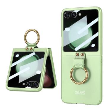 Imagem de Capa de telefone com anel galvanizado para Samsung Galaxy Z Flip 5 Flip5 5G Capa protetora de plástico rígido, verde, para Galaxy Z Flip5