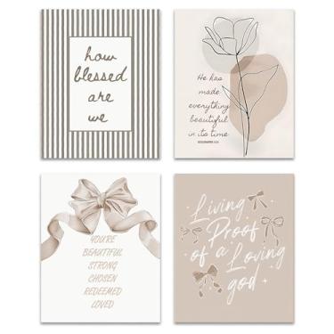 Imagem de GTYNU Conjunto de 4 peças de arte de parede com versículo bíblico neutro, presentes cristãos para mulheres e homens, versículo da Bíblia minimalista moderno Filipenses 4:13, imagens de escrituras