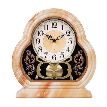 Imagem de Relógios de mesa estilo chinês silencioso relógio de mesa retrô decorativo relógio de mesa sala de estar quarto com base relógio de mesa pequeno relógio digital ornamentos relógio em pé - cor 4-25