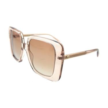 Imagem de Gucci Óculos De Sol Femininos Grandes, Quadrados, Espelhados, Bege/Marrom, Gg1314S 005, 55 Mm