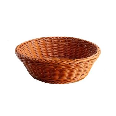 Imagem de Suporte de frutas imitação de vime, cestas redondas de armazenamento de pão para frutas, legumes, suporte de tigela de frutas (médio)