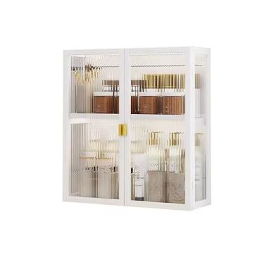 Imagem de Armário de remédios montado na parede com 2 camadas ajustáveis, armazenamento sobre o vaso sanitário para banheiro, cozinha e lavanderia, organizador de penteadeira que economiza espaço (branco, 40*