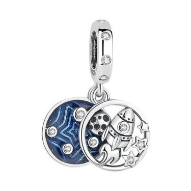 Imagem de Pingente De Estrela, Lua E Vaga-lume Banhado a Prata Com Zircônias Cra