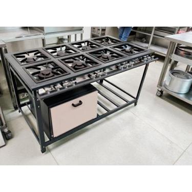 Imagem de Fogão Industrial 8 Bocas Duplas 40x40 P8 com Forno Leona