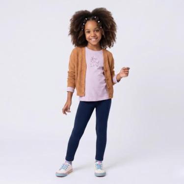 Imagem de Calça Legging Infantil Menina Em Algodão Upalôo, Azul escuro, 04