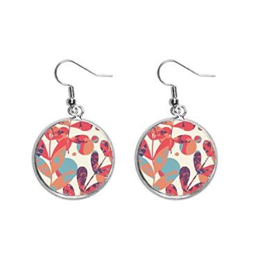 Imagem de Brincos pendentes prateados para mulheres com flores e folhas de outono