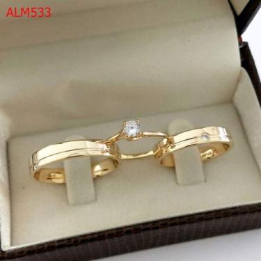 Imagem de PAR DE ALIANÃ‡AS DE MOEDA ANTIGA 8MM + SOLITÁRIO DE MOEDA DE ALM533