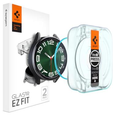 Imagem de Spigen Película protetora de tela de vidro temperado [GlasTR EZ FIT] projetada para Galaxy Watch 6 Classic (47 mm) – Pacote com 2