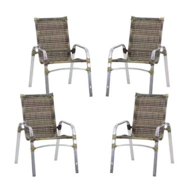 Imagem de Kit 4 Cadeiras Emily Em Alumínio E Fibra  Capuccino