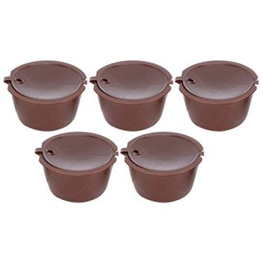 Imagem de Cápsulas de café, reutilizáveis, recarregáveis, kit de filtro de xícara de café, adequado para máquinas de filtros de café e suprimentos de chá (5 xícaras + 1 colher + 1 pincel)