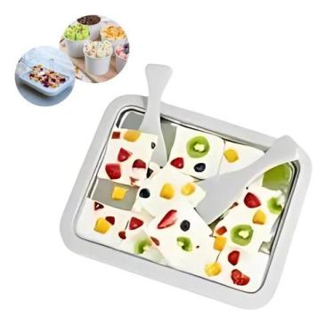 Imagem de Mini Máquina Sorvete Em Aço Inox Faça Rolos Gelados Em Casa - Goldenmi